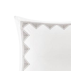 JLA Home INK+IVY - Cotton Isla Euro Sham with Geometric Embroidery, 26x26in Soft Antimicrobial White Accent Cover II11-550
