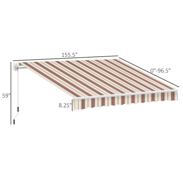 English Elm Outsunny 13' X 8' Retractable Awning | Stylish Sunshade For Patios, Uv Resistant, Easy Crank Control W2225P174176-GIGA