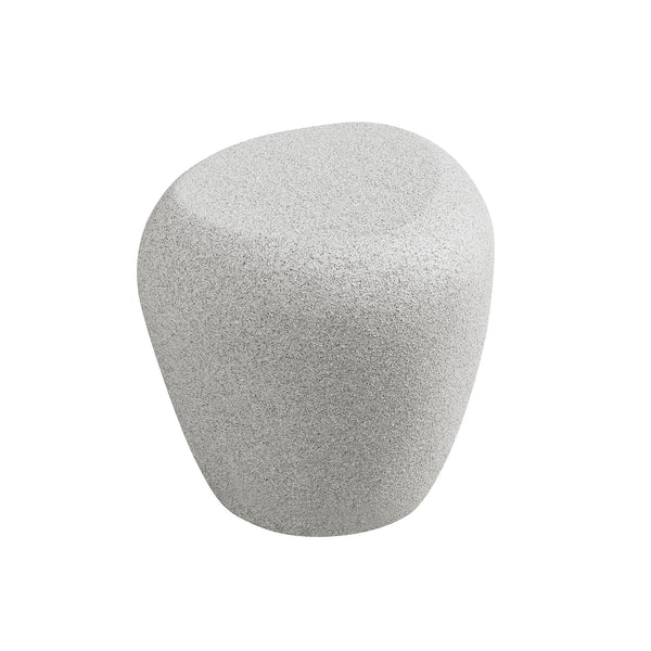 English Elm 19.29 Inch Fiberglass Stacked Stone Side Table Sculpted Organic Form for Living Room Beige W2582P427035