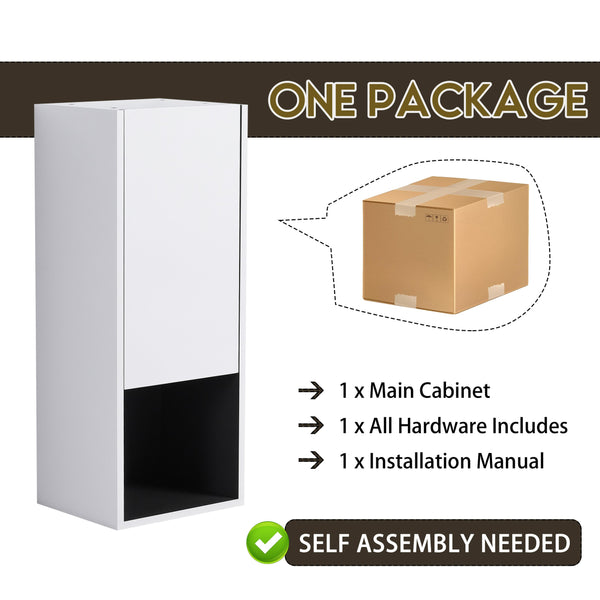 English Elm 12" Bathroom Side Cabinet - Modern Wall-Mounted Design With Soft-Close Doors For Stylish Storage W999P248645