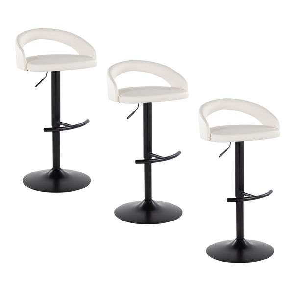 English Elm Adjustable Swivel Barstools Set of 3 Faux Leather Seat Black Metal Base Kitchen B202S02044