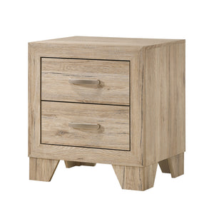 English Elm Miquell Natural Finish Nightstand with 2 Smooth-Glide Drawers, English Dovetail Build, Tapered Legs B2726P247679