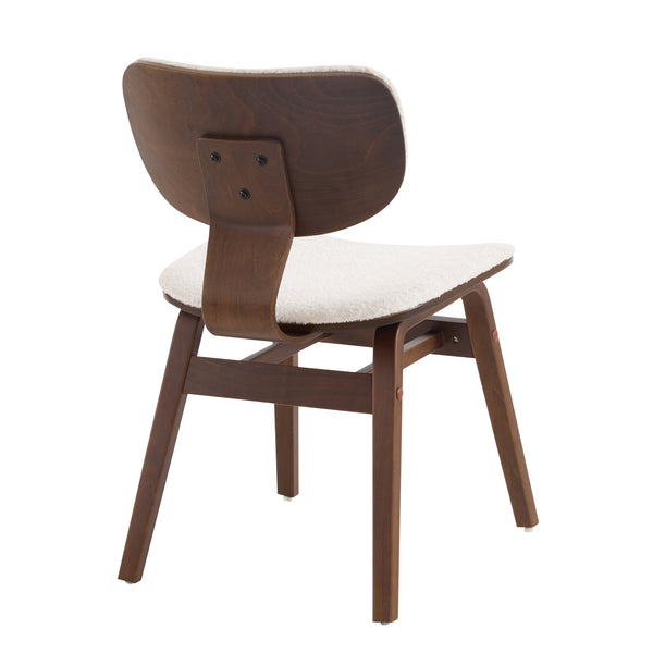 English Elm Christopher Knight Home® - Boucle Bentwood Side Chair in White Bouclé & Walnut Veneer — Plush Upholstery, 300 lb Capacity N776P194930W