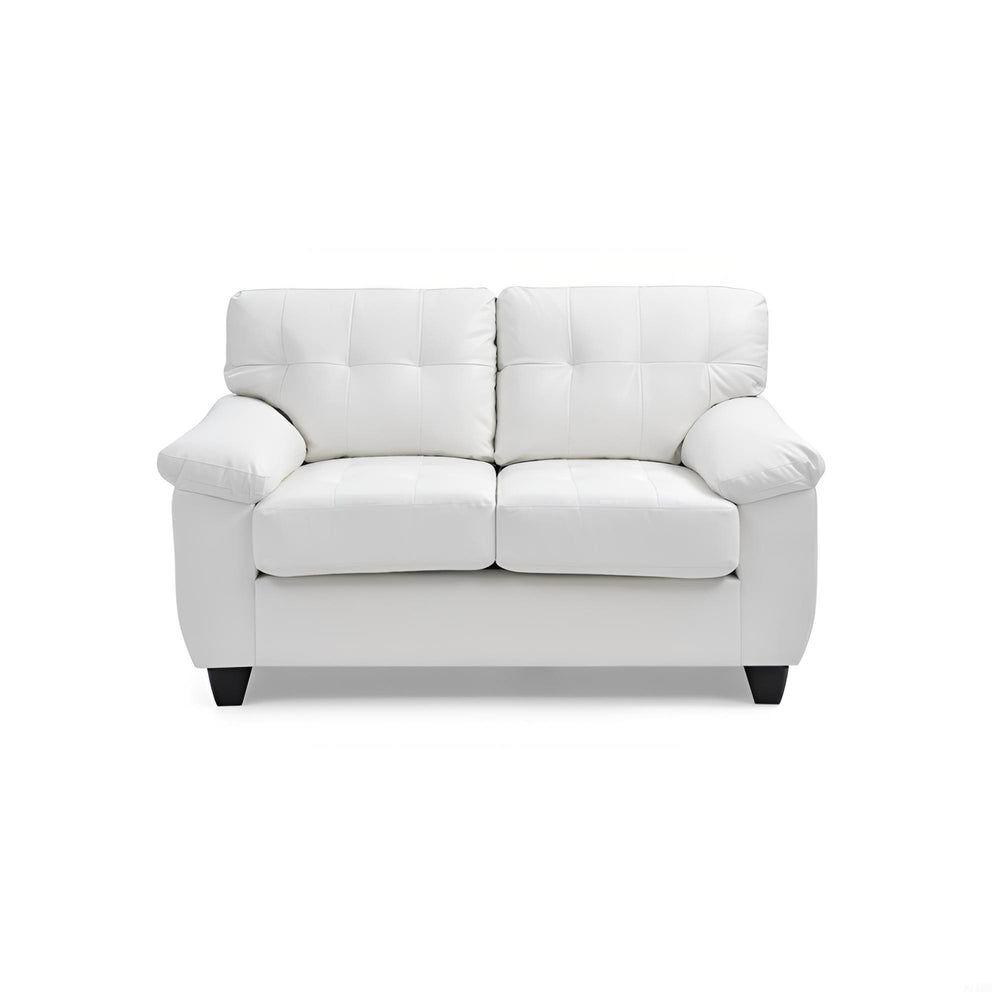 English Elm Contemporary White PU Loveseat 2-Seater 35"H x 57"W x 33"D | Padded Arms, Easy Assembly, Modern Elegance B078S00121