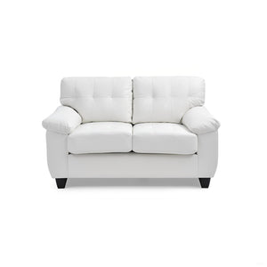 English Elm Contemporary White PU Loveseat 2-Seater 35"H x 57"W x 33"D | Padded Arms, Easy Assembly, Modern Elegance B078S00121