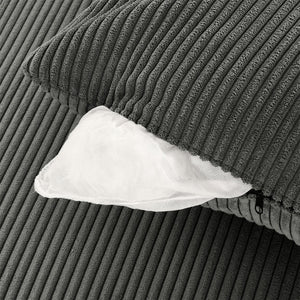 English Elm L-Shaped 4-Seat Corduroy Sofa With Ottoman & Storage, Deep Seat, Cup Holders, Modern Grey Comfort W1117S00216