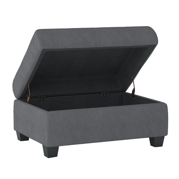 English Elm Modern Microfiber Sectional Sofa with Tufted Cushions Reversible Chaise and Built-in Cupholders Dark Gray B011S00933