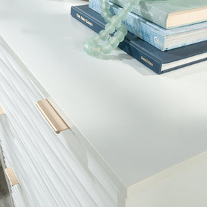 English Elm 4-Drawer Chest In Sleek White Finish With Gold-Tone Accents – Stylish Storage For Any Room! B356P402713