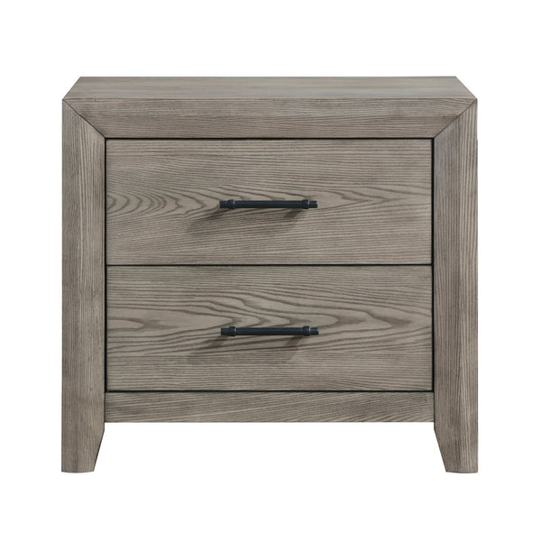 English Elm Modern Sleek Gray Nightstand Acacia Wood 2 Dovetail Drawers Matte Black Pulls 28x17x27" Rustic Appeal B011P243646