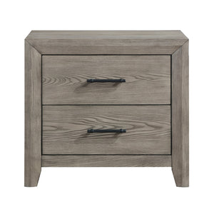 English Elm Modern Sleek Gray Finish 2-Drawers Nightstand Durable Wooden Bedroom Furniture 1 Piece