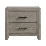 Gray Finish 2-Drawer Nightstand | Modern Rustic Design, Durable Wood | 28x17x27