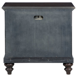 English Elm Berwick Dark Oak nightstand with drawer and open cubby, cable pass-through, rustic wood grain finish B062P374135