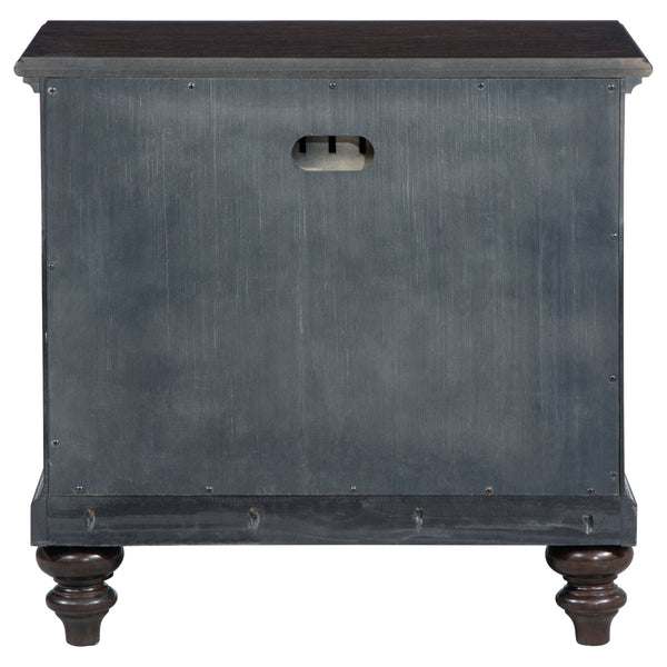 English Elm Berwick Dark Oak nightstand with drawer and open cubby, cable pass-through, rustic wood grain finish B062P374135