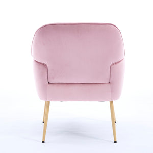 English Elm Velvet Barrel Accent Chair Tufted Shell Back with Metal Legs for Living Room Pink W5722P462513
