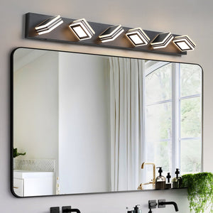 English Elm 40" Modern 6-Light LED Vanity Light — Sleek Iron & Acrylic Bathroom Wall Fixture, Dimmable, 36W Black W2312P374875