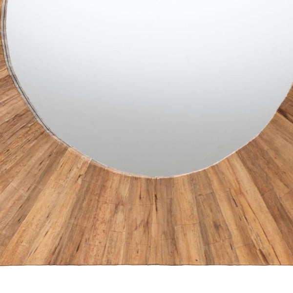 English Elm Modern Rattan Oval Wall Mirror Handcrafted Bohemian Decor for Entryways and Living Rooms B2750P420436
