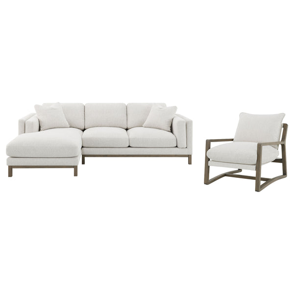 English Elm O'brien Sectional with Chaise Plush Sand Fabric Contemporary Living Room Sofa B062S01529