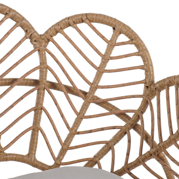 English Elm Christopher Knight Home® - Kirk Outdoor Wicker Peacock Papasan Chairs Set of 2 — Teak Legs, Light Brown PE Rattan, Beige Cushion, UV‑Resistant Comfort N775P271976B