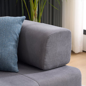 English Elm Folding Sofa Bed with Corduroy Cover, 78.5" Convertible Futon Couch, No-Assembly Foam Spring Mattress, Compact Sleeper for Living Room Grey W2915P276678