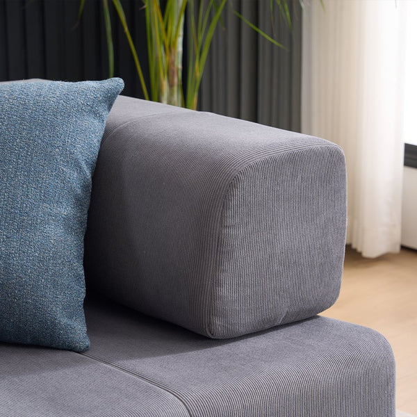 English Elm Folding Sofa Bed with Corduroy Cover, 78.5" Convertible Futon Couch, No-Assembly Foam Spring Mattress, Compact Sleeper for Living Room Grey W2915P276678