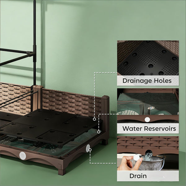 English Elm Crop Cage Raised Garden Bed with Trellis Mesh Enclosure and Built-in Water Reservoir T3971P454894