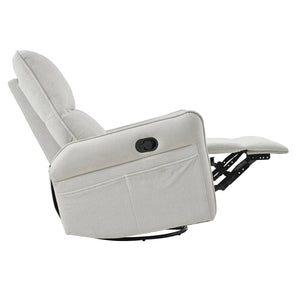 English Elm 360° Swivel Rocker Recliner Chair, Gray Fabric Glider with 360° Swivel, 30° Rocking & 90–150° Recline for Living Room, Nursery, Home Theater Comfort W1028P261550