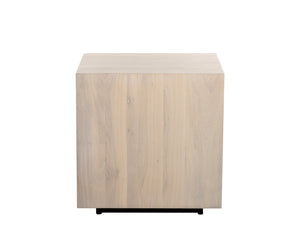 Sunpan Frezco Side Table - Modern Minimalist Design in Solid Mango Wood with Floating Plinth Base Light Oak