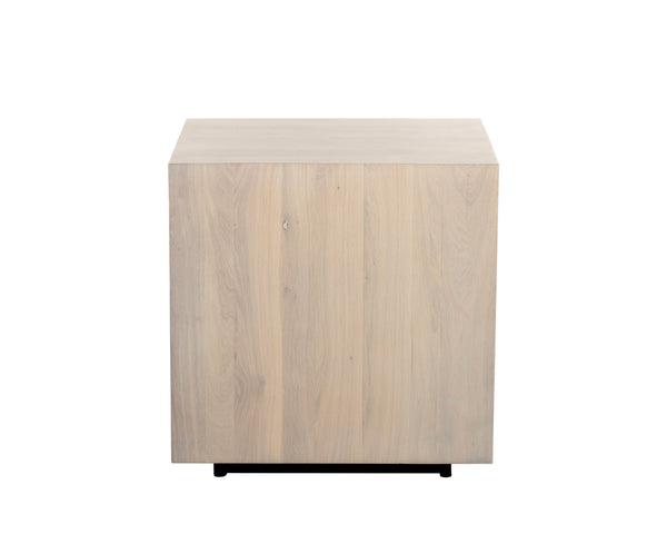 Sunpan Frezco Side Table - Modern Minimalist Design in Solid Mango Wood with Floating Plinth Base Light Oak
