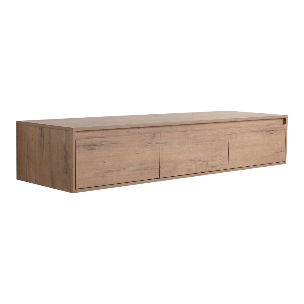 English Elm 60" Wall-Mounted Bathroom Vanity in Imitative Oak with 3 Soft-Close Drawers, Scratch & Water-Resist W999P290398