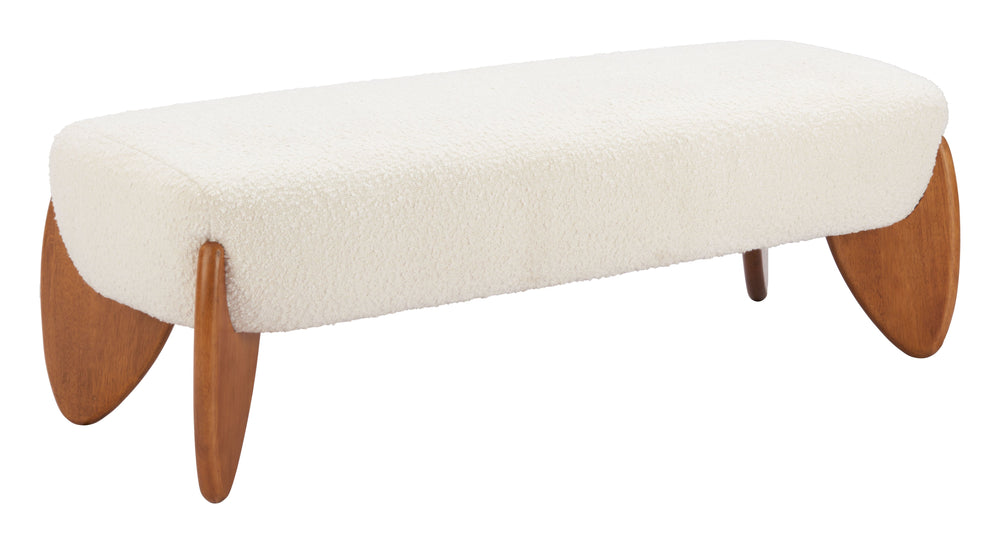Zuo Modern Charm Bench Ivory - Elegant 100% Polyester Upholstered Seating With Durable Rubberwood Frame For Style White 100% Polyester,Rubberwood 110660-zuo-modern