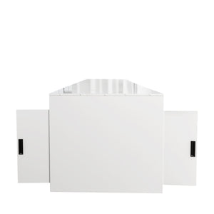 English Elm Modern Extendable Dining Table with Built-In Outlet, USB Ports & Storage, Space-Saving Console to 118" White W331S00193