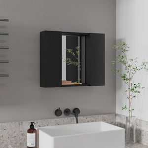 English Elm Wenge 1-Drawer Medicine Cabinet with Mirror, 7 Shelves & 2 Doors — Compact Organized Bathroom Storage Solution B06280132