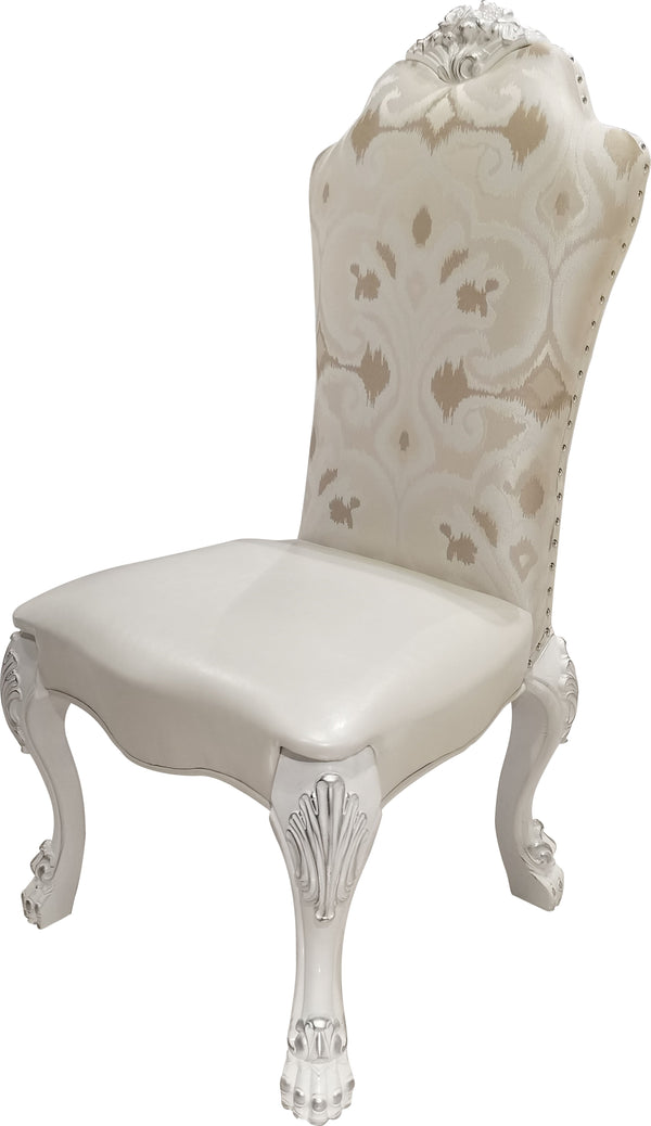 English Elm Ivory Sculptural Floral Dining Side Chair Set of 2 with Tufted Upholstery, Gold Accents, Luxe Comfort Ivory B062P215494