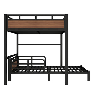 English Elm Full Metal Bunk Bed With Walnut Finish - Versatile Loft Style, Sturdy Design, Easy Assembly, Space-Saving W1580S00227