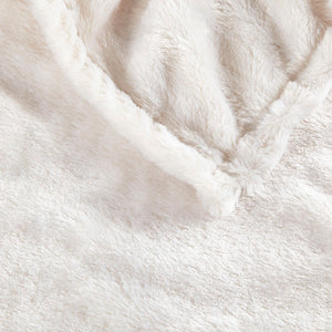 JLA Home Beautyrest - Faux Fur Heated Throw Oversized Plush Electric Blanket with Low-EMF Secure Comfort Heating, OEKO-TEX Certified Ivory BR50-0751