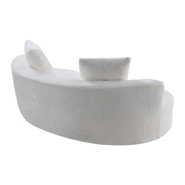 English Elm 79.5" Boucle Floor Sofa Seats Three with Cloud Soft Foam Core and Two Accent Pillows Cream White W5515P443753