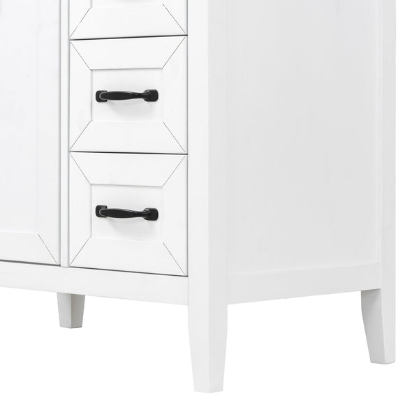 English Elm [video] 30 Inch Freestanding Bathroom Vanity White Mdf Pine Legs Ceramic Sink Soft Close N759P394442K