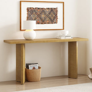 English Elm U_Style Modern Console Table With Pine Veneer & Sleek Geometric Legs - Perfect For Any Space! N711P289142O-GIGA