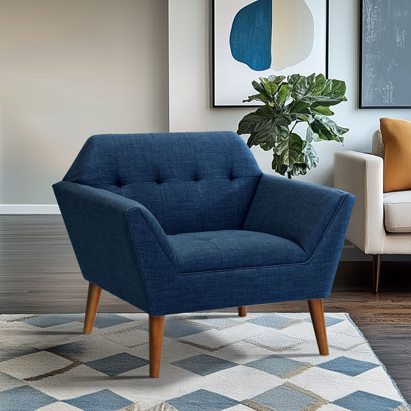 JLA Home INK+IVY - Wide Sculptural Mid-Century Lounge Chair, 37" Wide Upholstered Seat, Hand-Tufted Comfort & Solid Wood Legs II100-0063