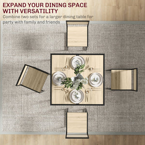 English Elm Homcom Industrial 3 Piece Dining Set Steel Legs Mdf Top Compact Kitchen Seating Oak W2225P229083