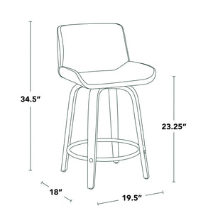 English Elm Fixed-height Swivel Counterstools Mid-century Mahogany Legs Chrome Footrest Set of 2 White B202S01766
