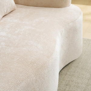 English Elm Full L-Shape Sectional Sofa with Curved Chaise, Modular Chenille Couch, High-Density Comfort for Apartment Living Beige W3612S00004