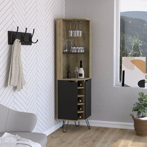 English Elm Audra Corner Bar Cabinet With Built-In Wine Rack, Versatile Shelving & Elegant Space-Saving Design B070S00333