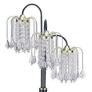 English Elm 34" 34-inch Metal Table Lamp with 3 Crystal Chandelier Arms, Steel Frame, Acrylic Shades, 3-Way Switch Black B072116046