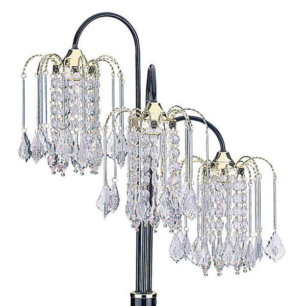 English Elm 34" 34-inch Metal Table Lamp with 3 Crystal Chandelier Arms, Steel Frame, Acrylic Shades, 3-Way Switch Black B072116046