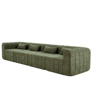 English Elm 145.5 Inch 4 Piece Modular Sectional Sofa Polyester Low Profile Living Room Couch Green N767P346281G