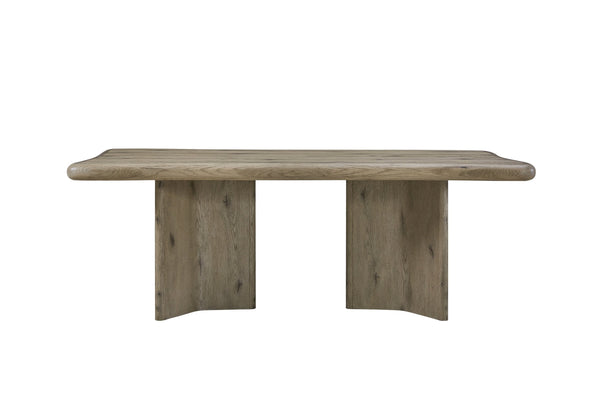 English Elm English Knotty Oak Veneer Double Pedestal Dining Table Seats Eight with Natural Grain B2699S00117