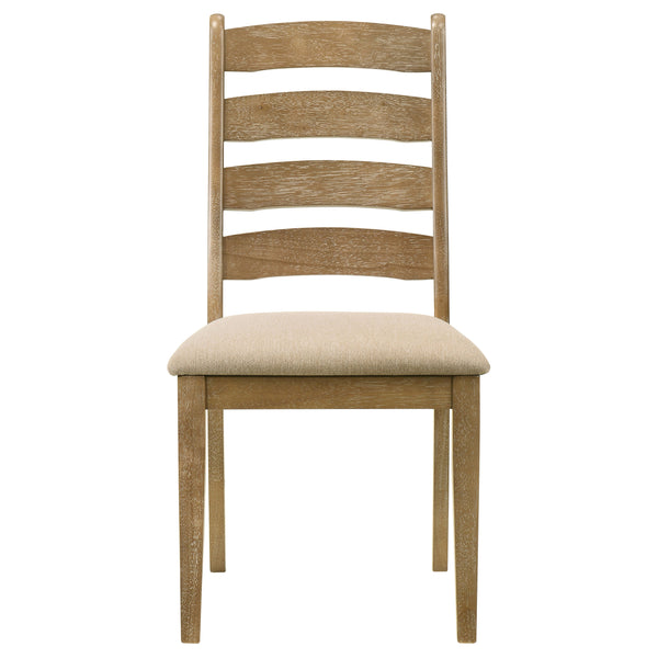 English Elm Kent Round Oak Veneer Farmhouse Dining Set with Ladderback Chairs Seats Four B062S01726