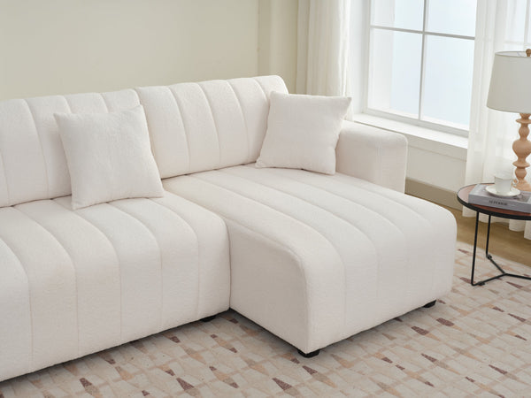 English Elm Scandinavian Channel Tufted L Shaped Sectional Sofa with Plush Foam Cushioned Seating B2730S00042