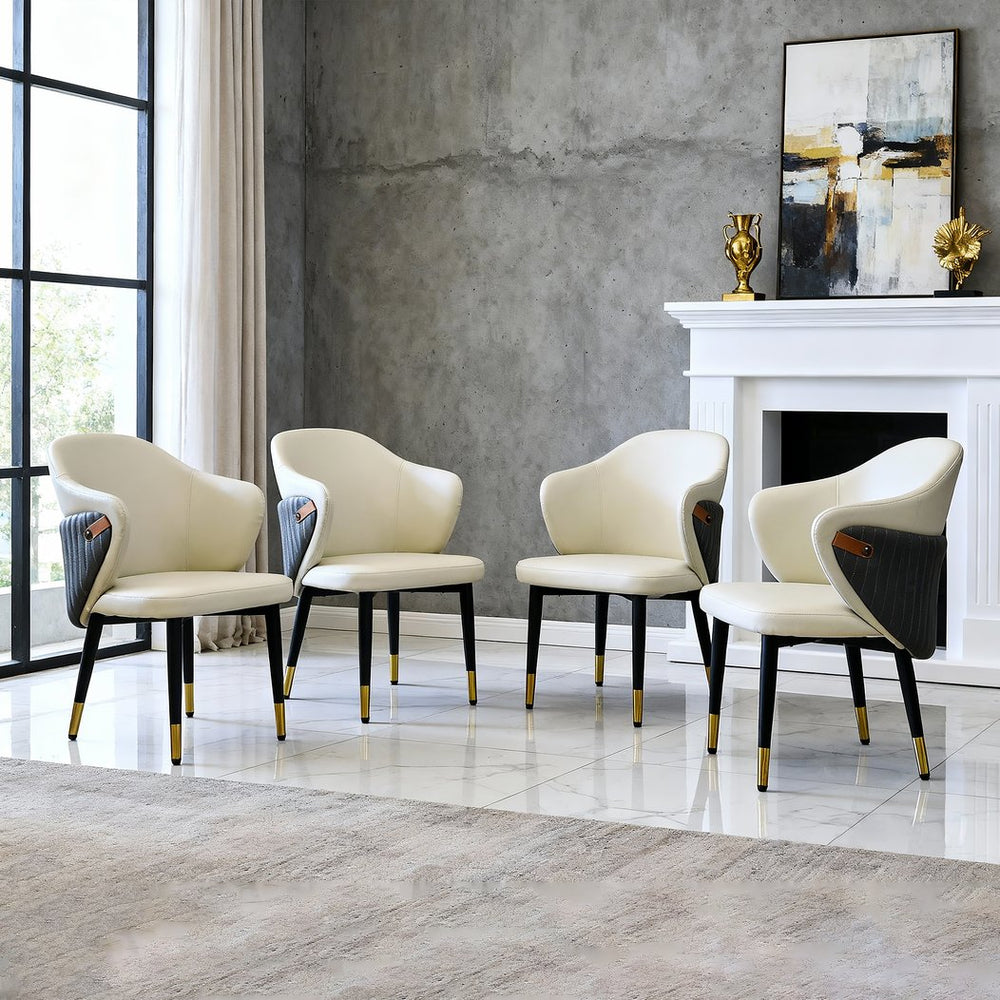 English Elm Modern Pu Leather Ergonomic Dining Chairs Mid Century Style Set of 2 for Home W2699P401049